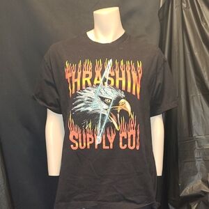 THRASHIN SUPPLY CO Black EAGLE Graphic T-Shirt MOTORCYCLE SUPPLY COMPANY
